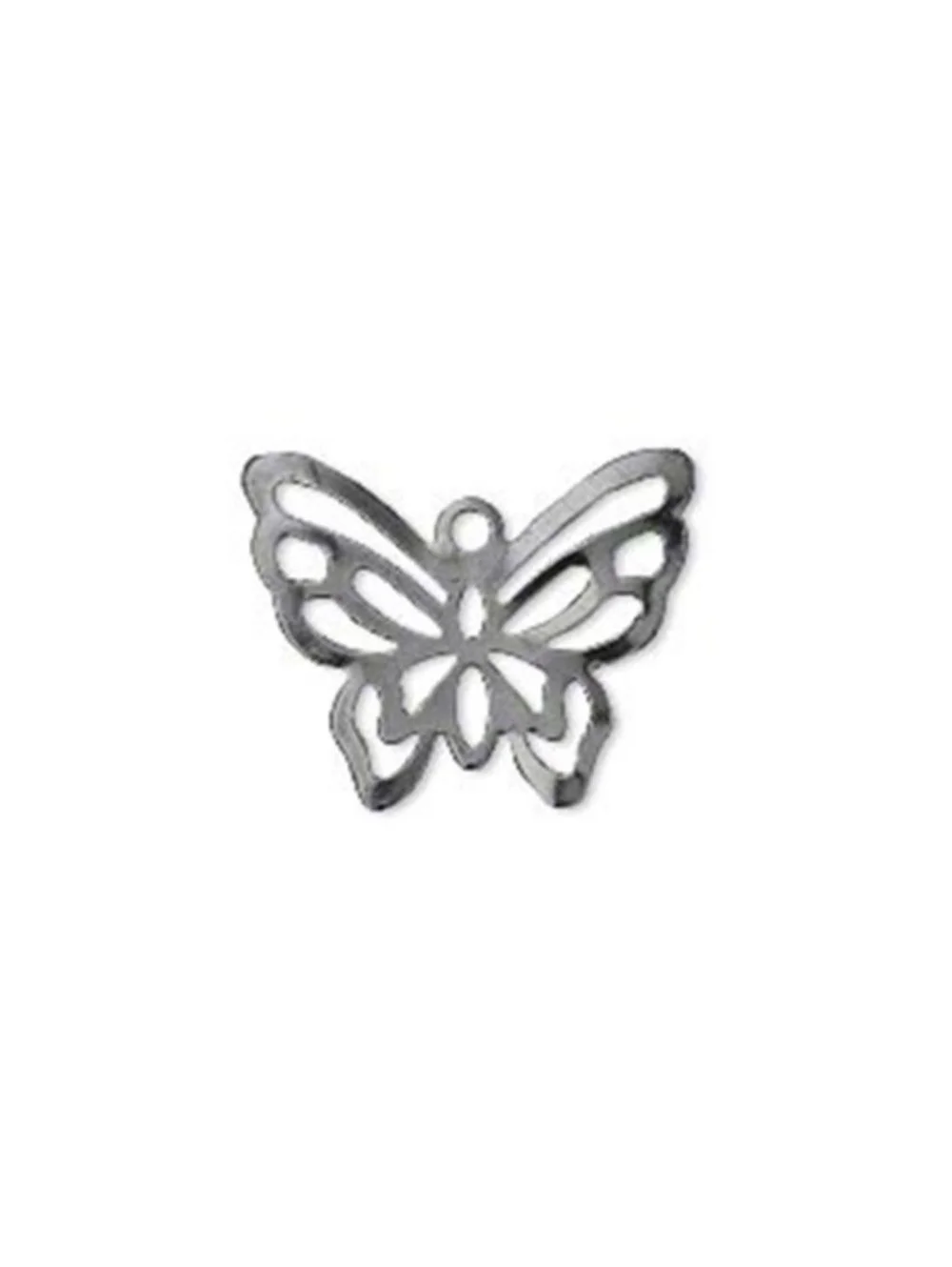 Filigree Butterfly Gunmetal Black Gray Plated Brass Flat Charms 10 pcs